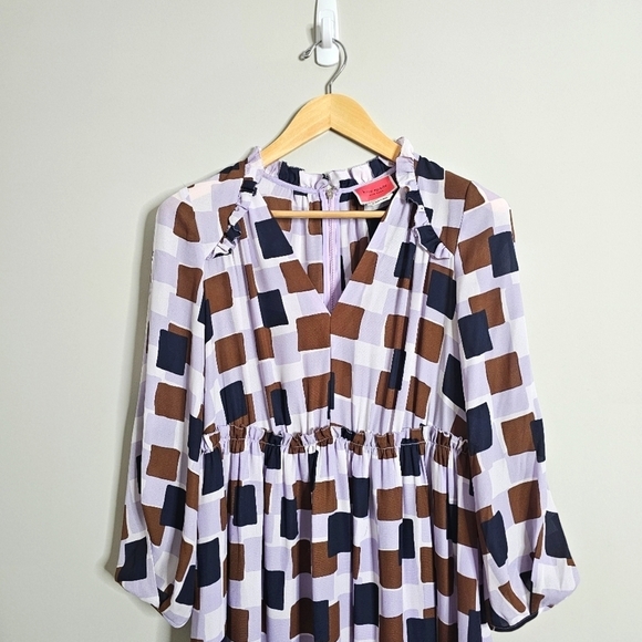 Kate Spade Lilac Geo Squares Mini Dress, Size 6 - Picture 4 of 11